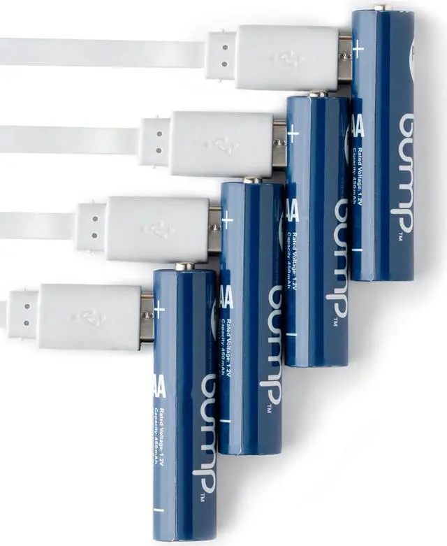Alt view image 2 of 7 - bump AAA USB-C Rechargeable NiMH Batteries - 10 Pack - Sustainable & Cost-Effective Alternative to Lithium Ion - Fast Charging, Long-Lasting Power - Two Charger Cables Included