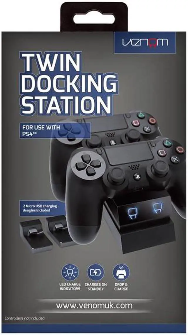 Alt view image 4 of 5 - Venom Gaming PlayStation 4 Twin Charge Docking Station - Black (PS4) VS2732