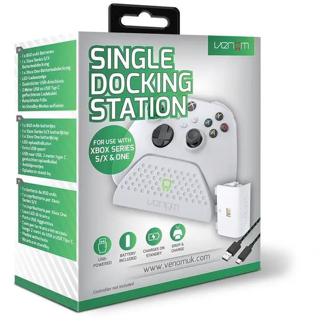Alt view image 7 of 7 - Venom Gaming Charging Dock with Rechargeable Battery Pack - White (Xbox Series X & S / Xbox One) VS2870