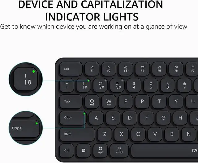 Alt view image 6 of 7 - Rapoo 9010M Multi-Device Keyboard and Mouse Combo, 2.4GHz/Bluetooth 5.0/4.0 Wireless Keyboard & Mouse Set for Windows/Mac/Linux/Chrome, Support 4 Devices, Low-Profile Silent Click, Battery Powered