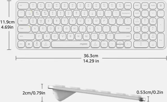 Alt view image 7 of 7 - Rapoo E9310M Wireless Keyboard for Mac/iPad/PC, Multi-Device Bluetooth Keyboard with Number Pad, Low-Profile, Quiet Typing, 99-Key, Battery Powered, Support 4 Devices for Windows, Linux, Chrome, Mac