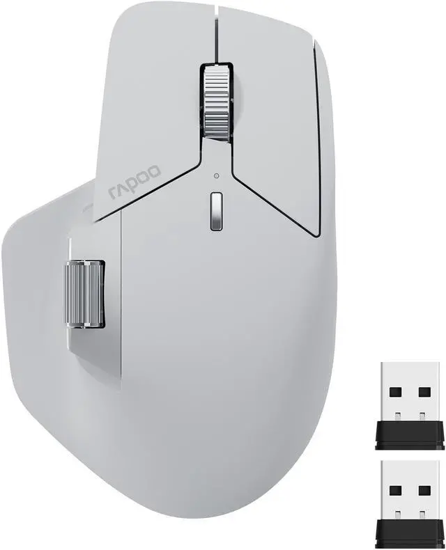 Main image of Rapoo MT760 Multi-Device Wireless Mouse, Bluetooth 5.0/3.0 + 2.4GHz Tri-Mode Connection, Support 4 Devices, M+ Cross-Computer Technology, 11 Programmable Buttons, 90 Days Battery Life, Light Gray