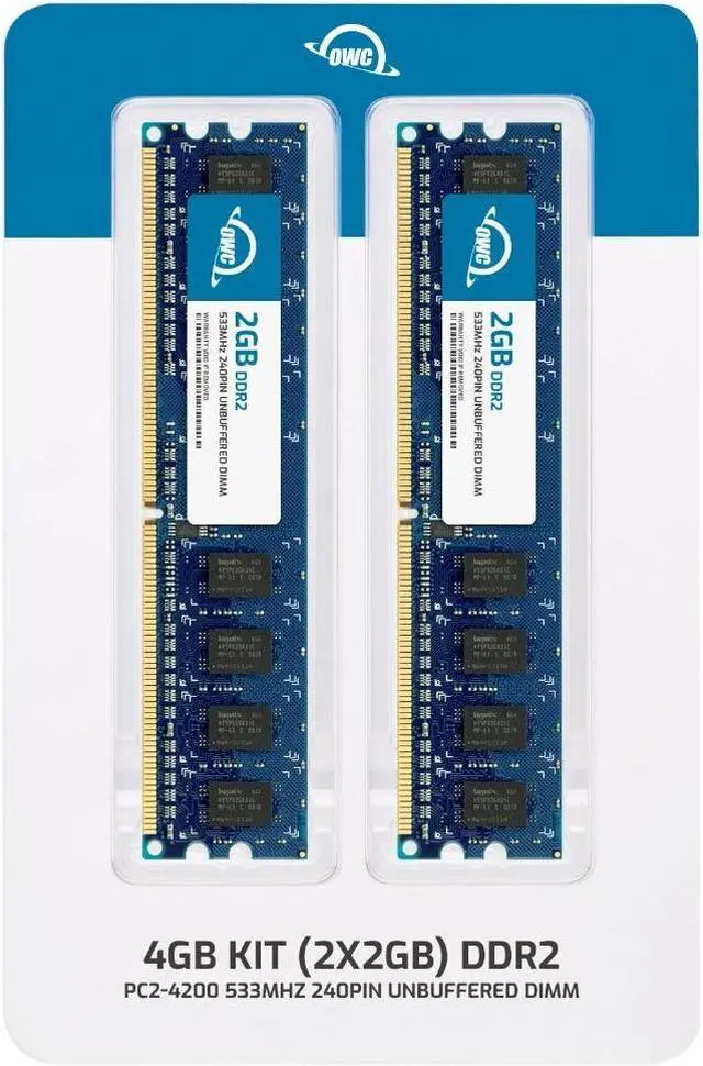 Alt view image 2 of 7 - OWC 4GB (2x2GB) DDR2 533 PC2-4200 CL4 2Rx8 240-pin 1.8V Non-ECC UDIMM Memory RAM Module Upgrade Kit for Select Desktops