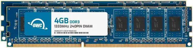 Main image of OWC 8GB (2x4GB) DDR3 1333 PC3-10600 CL9 2Rx8 240-pin 1.5V Non-ECC UDIMM Memory RAM Module Kit