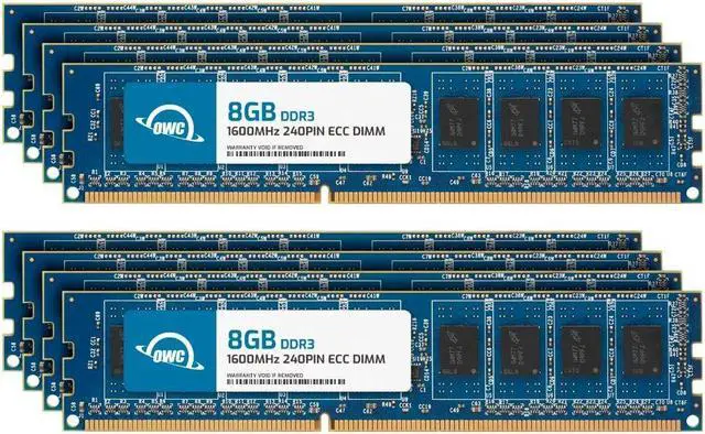 Main image of OWC 64GB (8x8GB) DDR3L 1600 PC3L-12800 CL11 2Rx8 240-pin 1.35V ECC Unbuffered UDIMM Memory RAM Module Upgrade Kit for Select Desktops, Workstations, or Servers