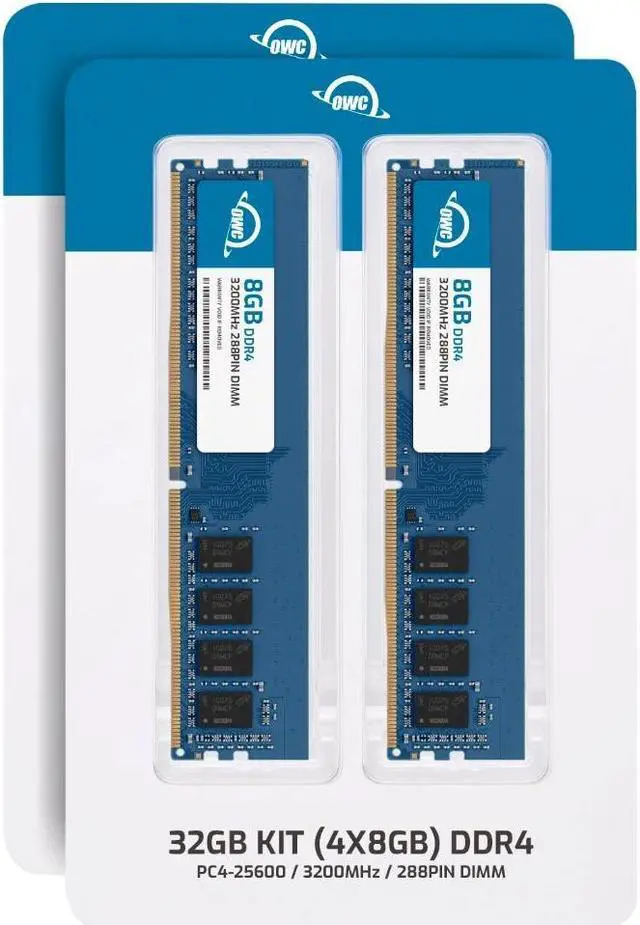 Alt view image 2 of 7 - OWC 32GB (4x8GB) DDR4 3200MHz PC4-25600 CL22 1RX8 Non-ECC UDIMM 1.2V 288-pin Desktop Memory RAM Upgrade for PC