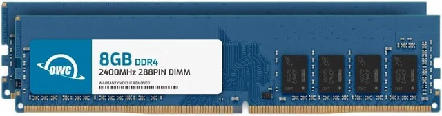 Main image of OWC 16GB (2x8GB) DDR4 2400MHZ PC4-19200 CL17 1RX8 Non-ECC UDIMM 1.2V 288-pin Desktop Memory RAM Upgrade for PC