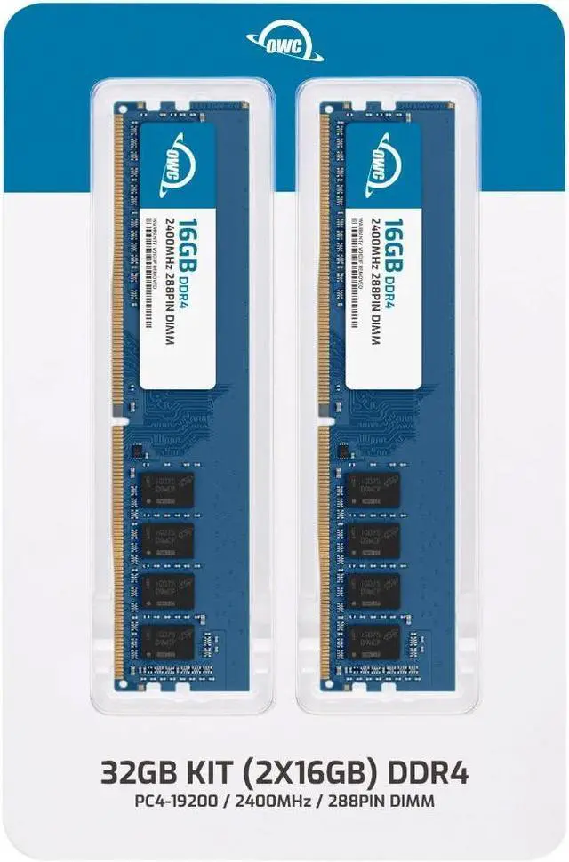 Alt view image 2 of 7 - OWC 32GB (2x16GB) DDR4 2400MHZ PC4-19200 CL17 2RX8 UDIMM 1.2V 288-pin Desktop Memory RAM Upgrade for PC