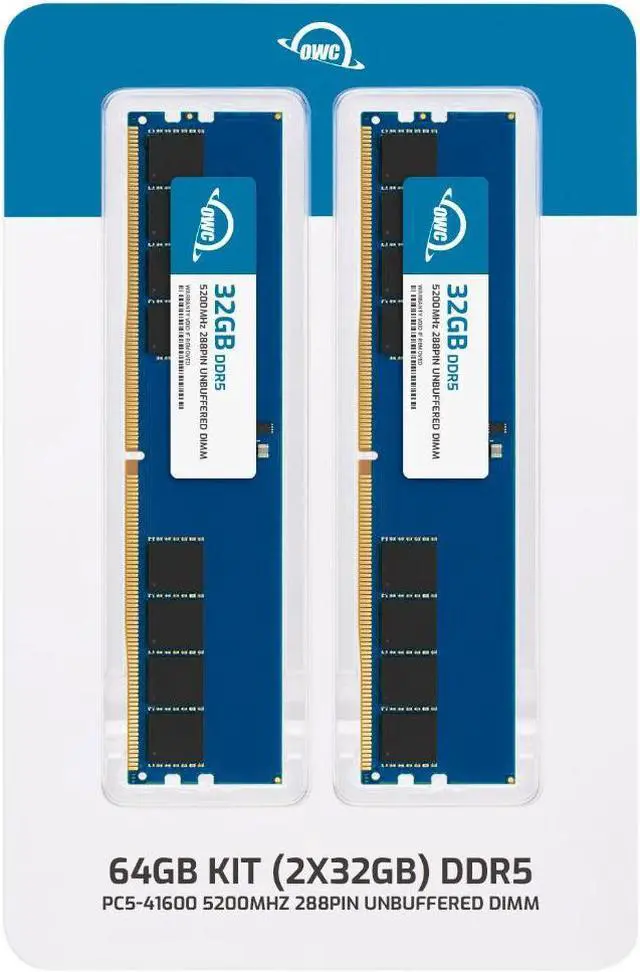 Alt view image 2 of 7 - OWC 64GB (2x32GB) DDR5 5200 PC5-41600 CL42 2Rx8 288-pin 1.1V Non-ECC UDIMM Memory RAM Module Upgrade Kit for Select Desktops
