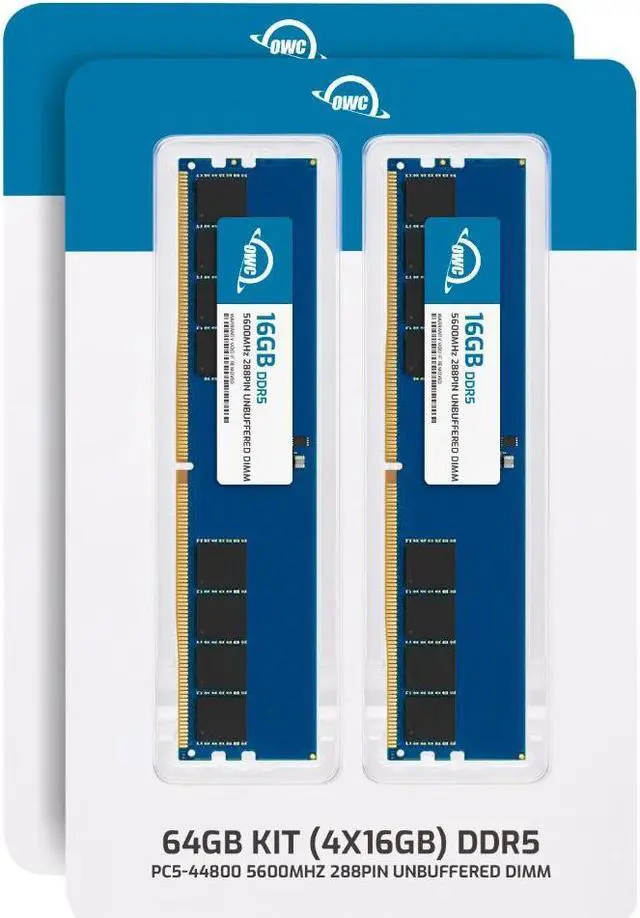 Alt view image 2 of 7 - OWC 64GB (4x16GB) DDR5 5600 PC5-44800 CL46 1Rx8 288-pin 1.1V Non-ECC UDIMM Memory RAM Module Upgrade Kit for Select Desktops