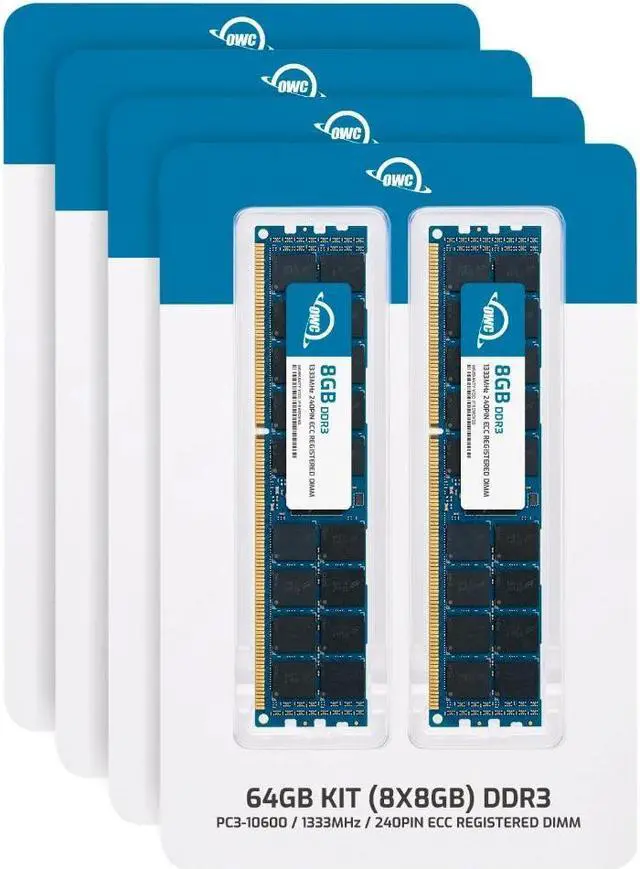 Alt view image 3 of 7 - OWC 64GB (8x8GB) DDR3L 1333 PC3L-10600 CL9 2Rx4 240-pin 1.35V ECC Registered DIMM Memory RAM Module Upgrade Kit Compatible with Cisco UCS B440 M1 C460 M2
