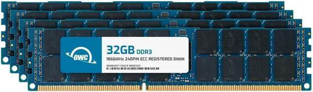 Main image of OWC 128GB (4x32GB) DDR3L 1866 PC3L-14900 CL13 4Rx4 240-pin 1.35V ECC Registered RDIMM Memory RAM Module Upgrade Kit for Select Workstations or Servers