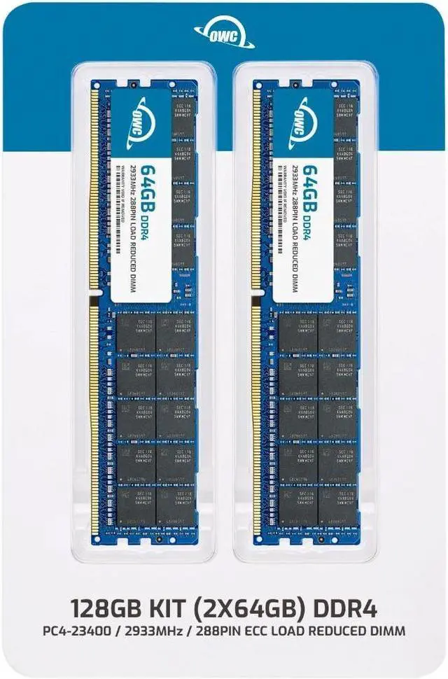 Alt view image 2 of 7 - OWC 128GB (2x64GB) DDR4 2933MHz PC4-24300 CL21 4RX4 ECC Load Reduced LRDIMM 1.2V 288-pin Memory RAM Upgrade for Server