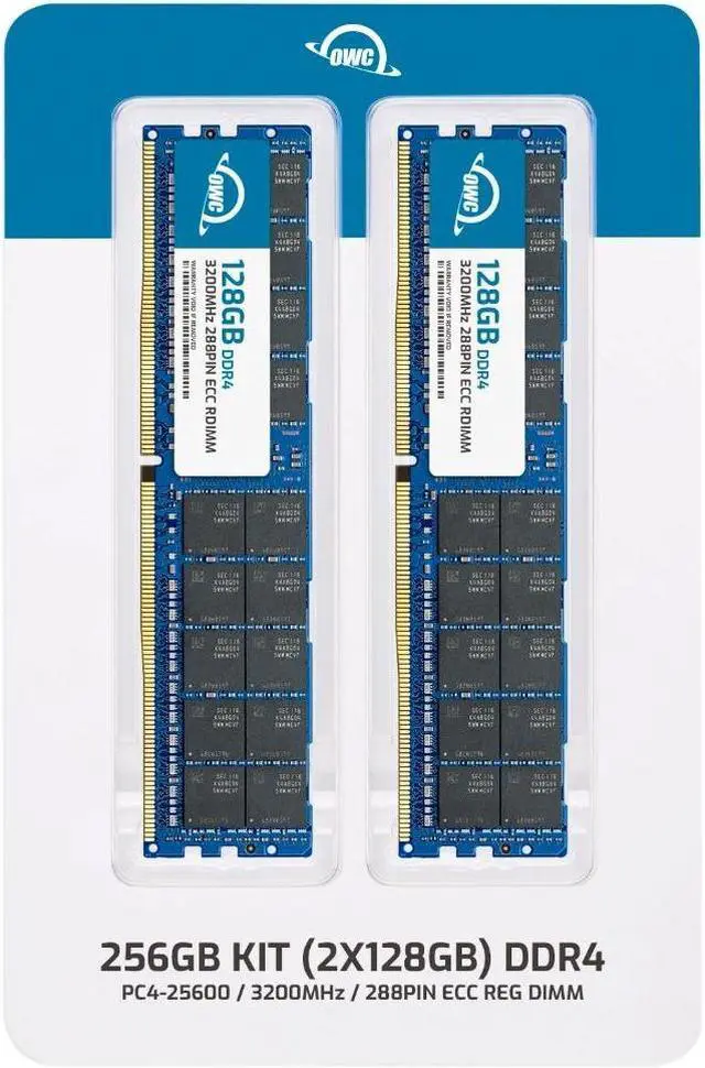 Alt view image 2 of 7 - OWC 256GB (2x128GB) DDR4 3200MHz PC4-25600 CL22 4RX4 ECC Registered RDIMM 1.2V 288-pin Memory RAM Upgrade for Server