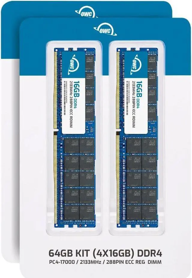 Alt view image 2 of 7 - OWC 64GB (4x16GB) DDR4 2133MHz PC4-17000 CL15 2RX4 ECC Registered RDIMM 1.2V 288-pin Memory RAM Upgrade for Server