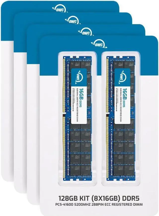 Alt view image 2 of 7 - OWC 128GB (8x16GB) DDR5 5200 PC5-41600 CL42 1Rx8 288-pin 1.1V ECC Registered RDIMM Memory RAM Module Upgrade Kit for Select Workstations or Servers