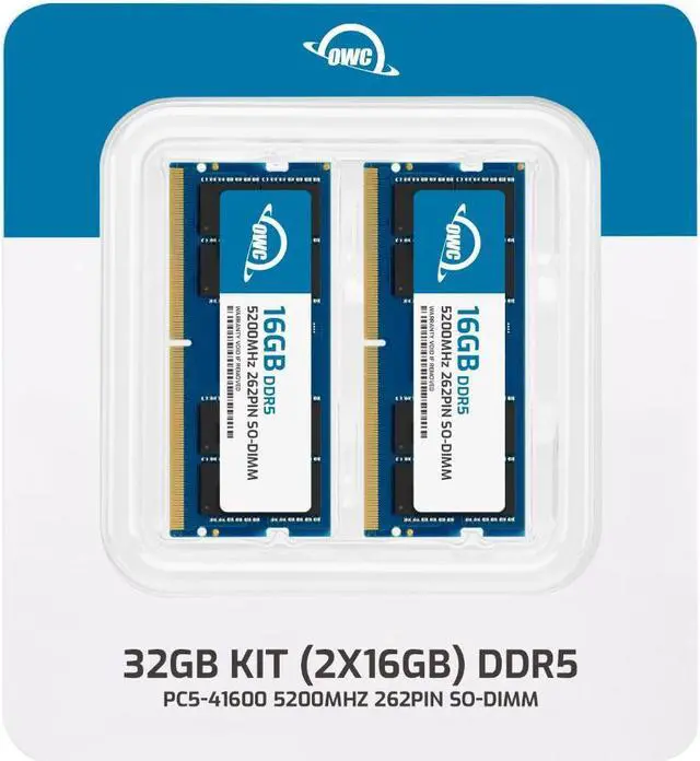 Alt view image 2 of 7 - OWC 32GB (2x16GB) DDR5 5200 PC5-41600 CL42 1Rx8 262-pin 1.1V Non-ECC SODIMM Memory RAM Module Upgrade Kit for Select Laptops or All-in-One Systems