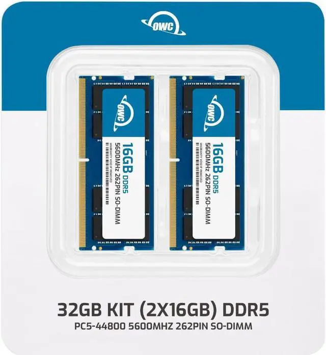 Alt view image 2 of 7 - OWC 32GB (2x16GB) DDR5 5600 PC5-44800 CL46 1Rx8 262-pin 1.1V Non-ECC SODIMM Memory RAM Module Upgrade Kit for Select Laptops or All-in-One Systems