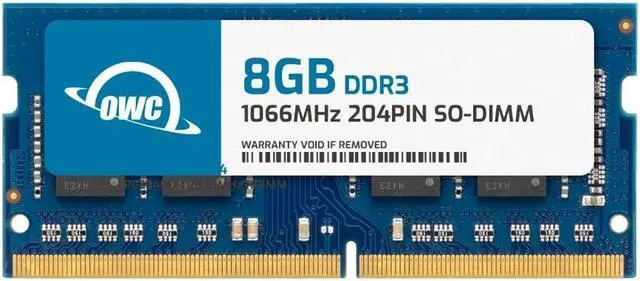 Main image of OWC 8GB DDR3 1066 PC3-8500 CL7 2Rx8 204-pin 1.5V Non-ECC SODIMM Memory RAM Module Upgrade Compatible with POS N3000 Site Controller (1657)