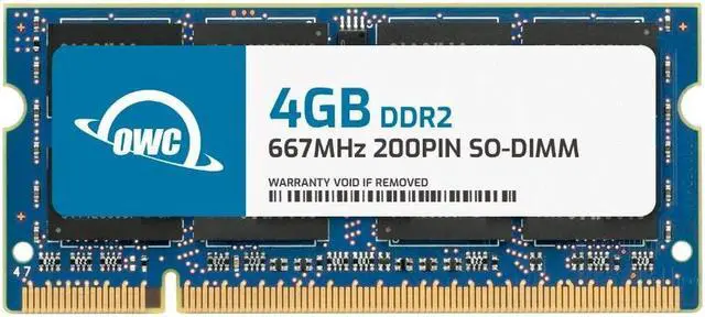 Main image of OWC 4GB DDR2 667 PC2-5300 CL5 2Rx8 200-pin 1.8V Non-ECC SODIMM Memory RAM Module Upgrade for Select Laptops or All-in-One Systems