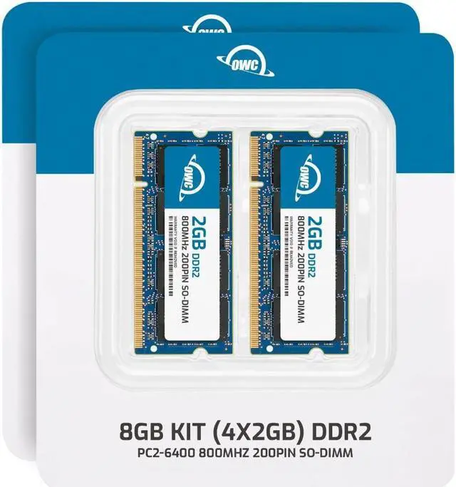 Alt view image 2 of 7 - OWC 8GB (4x2GB) DDR2 800 PC2-6400 CL6 2Rx8 200-pin 1.8V Non-ECC SODIMM Memory RAM Module Upgrade Kit for Select Laptops or All-in-One Systems