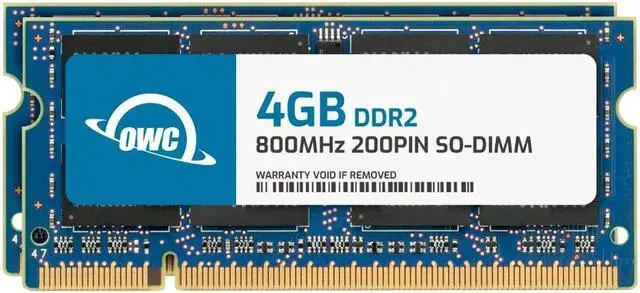 Main image of OWC 8GB (2x4GB) DDR2 800 PC2-6400 CL6 2Rx8 200-pin 1.8V Non-ECC SODIMM Memory RAM Module Upgrade Kit for Select Laptops or All-in-One Systems