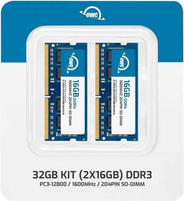 Alt view image 2 of 7 - OWC 32GB (2x16GB) DDR3 1600 PC3-12800 CL11 2Rx8 204-pin 1.5V Non-ECC SODIMM Memory RAM Module Kit