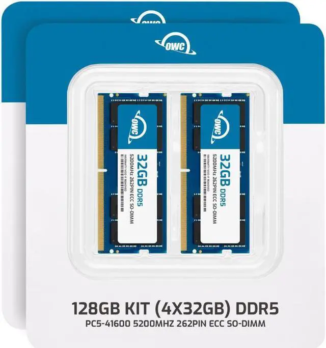 Alt view image 2 of 7 - OWC 128GB (4x32GB) DDR5 5200 PC5-41600 CL42 2Rx8 262-pin 1.1V ECC Unbuffered SODIMM Memory RAM Module Upgrade Kit for Select Laptops or All-in-One Systems