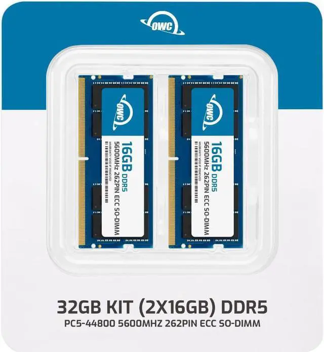 Alt view image 2 of 7 - OWC 32GB (2x16GB) DDR5 5600 PC5-44800 CL46 1Rx8 262-pin 1.1V ECC Unbuffered SODIMM Memory RAM Module Upgrade Kit for Select Laptops or All-in-One Systems