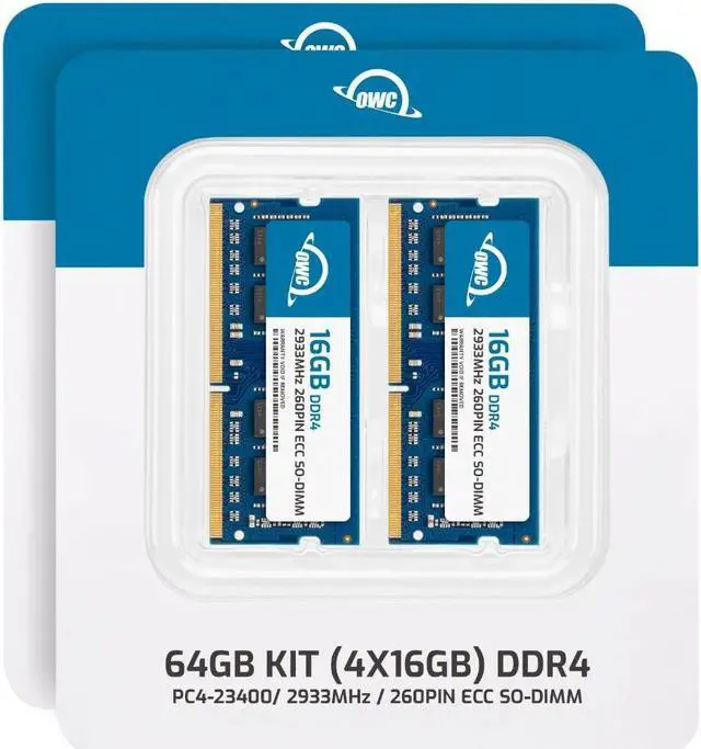 Alt view image 2 of 7 - OWC 64GB (4x16GB) DDR4 2933MHz PC4-23400 CL21 1RX8 ECC Unbuffered SODIMM 1.2V 260-pin Memory RAM