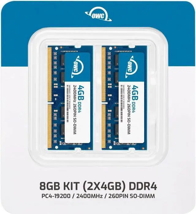 Alt view image 2 of 7 - OWC 8GB (2x4GB) DDR4 2400MHZ PC4-19200 CL17 1RX8 Non-ECC SODIMM 1.2V 260-pin Laptop Notebook Memory RAM Upgrade Module