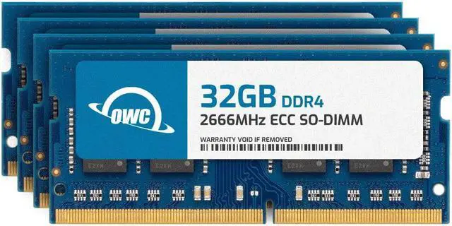 Main image of OWC 128GB (4x32GB) DDR4 2666MHz PC4-21300 CL19 2RX8 ECC Unbuffered SODIMM 1.2V 260-pin Memory RAM