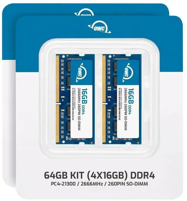 Alt view image 2 of 7 - OWC 64GB (4x16GB) DDR4 2666MHz PC4-21300 CL19 2RX8 Non-ECC SODIMM 1.2V 260-pin Laptop Notebook Memory RAM Upgrade Module