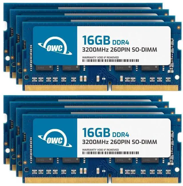 Main image of OWC 128GB (8x16GB) DDR4 3200MHz PC4-25600 CL22 1RX8 Non-ECC SODIMM 1.2V 260-pin Laptop Notebook Memory RAM Upgrade Module