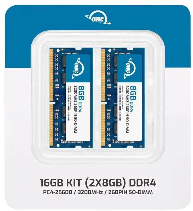 Alt view image 2 of 7 - OWC 16GB (2x8GB) DDR4 3200MHz PC4-25600 CL22 1RX8 Non-ECC SODIMM 1.2V 260-pin Laptop Notebook Memory RAM Upgrade Module