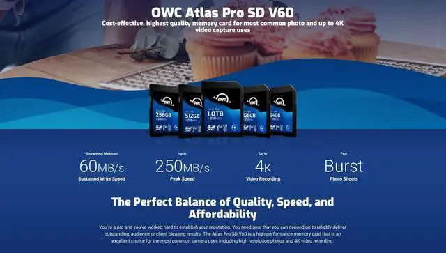 Alt view image 2 of 5 - OWC Atlas Pro 128GB SDXC UHS-II V60 Media Card