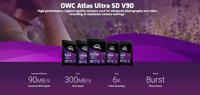 Alt view image 2 of 6 - OWC Atlas Ultra 64GB SDXC UHS-II V90 Media Card