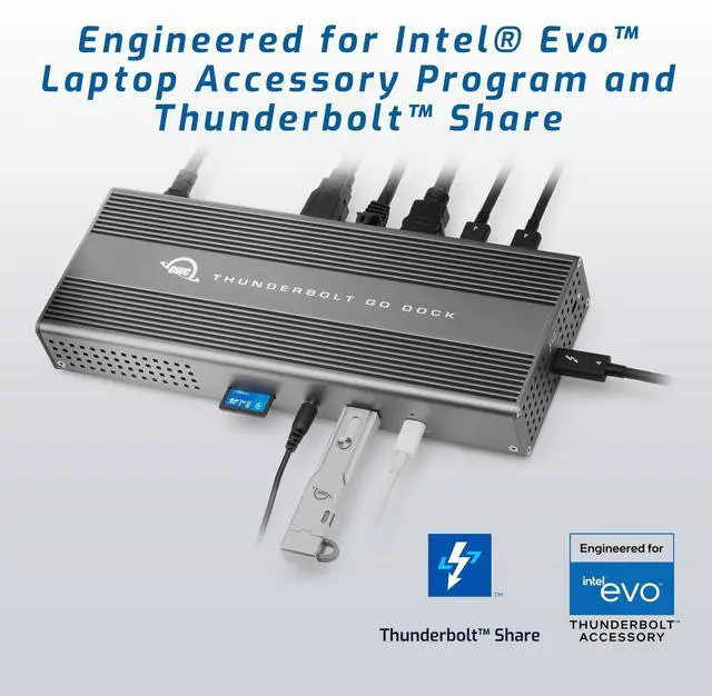 Alt view image 4 of 7 - OWC Thunderbolt Go Dock, 11 Ports, Built in Power Supply, 90W Charging, Thunderbolt 4 (USB-C), USB, HDMI, 2.5GbE, SD, Compatible with Thunderbolt and USB-C Devices, Supports Thunderbolt Share