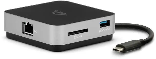 Alt view image 2 of 7 - OWC USB-C Travel Dock E, 6 Port, Bus-Powered, USB Type-C 100W Pass Through, one 4K Display, (2) USB 3.2 Type-A, HDMI, SD Card, Gigabit Ethernet, Compatible with Thunderbolt Devices