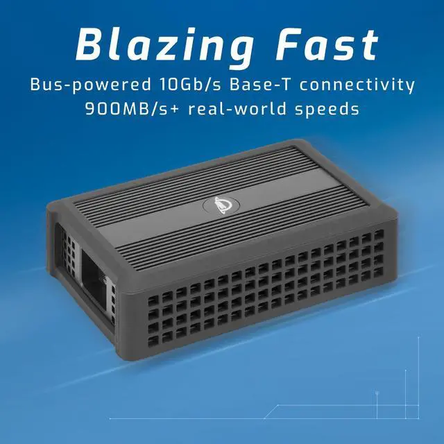 Alt view image 3 of 5 - OWC Thunderbolt 3 10G Ethernet Adapter, for High-Speed Network Connections, RJ45 Port Supports 10Gb/s, 5Gb/s, 2.5Gb/s, 1Gb/s and 100Mb/s Base-T, Compatible with Thunderbolt 3 or Thunderbolt 4 Ports