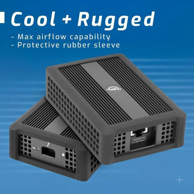 Alt view image 4 of 5 - OWC Thunderbolt 3 10G Ethernet Adapter, for High-Speed Network Connections, RJ45 Port Supports 10Gb/s, 5Gb/s, 2.5Gb/s, 1Gb/s and 100Mb/s Base-T, Compatible with Thunderbolt 3 or Thunderbolt 4 Ports