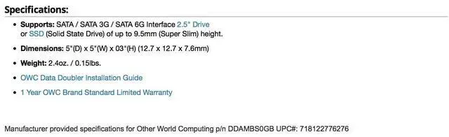 Alt view image 7 of 10 - owc data doubler, optical to sata hd converter bracket solution for mac laptops, owcddambs0gb