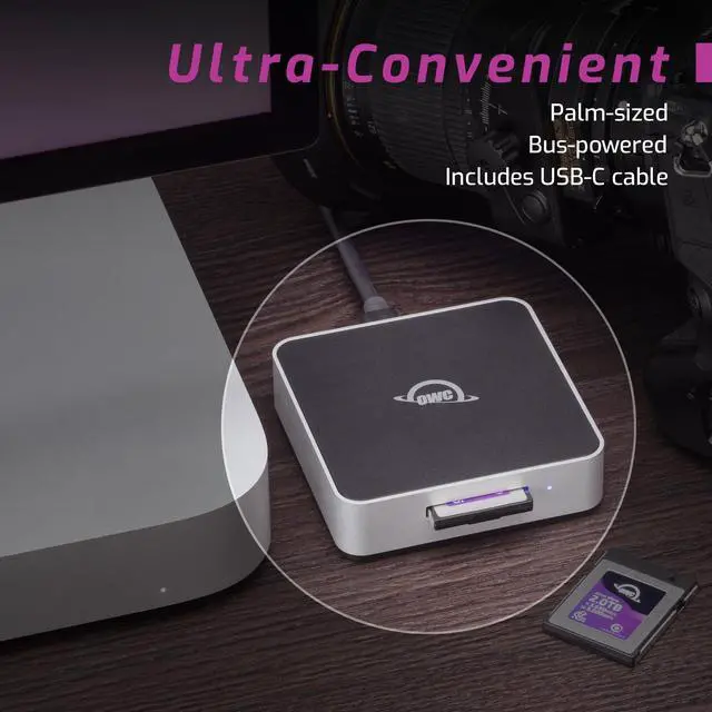 Alt view image 5 of 7 - OWC Atlas USB4 CFexpress 4.0 Type B Card Reader, 40Gb/s USB4 (USB-C) Port, Bus Powered via a USB-C Host Port, Up to 5000MB/s Real-World Speed, USB-C Cable Included