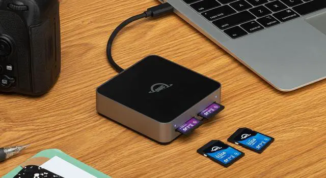 Alt view image 5 of 7 - OWC Atlas Dual SD-Slot SDXC UHS-II Card Reader - Bus Powered by USB-C - Compatible with Mac/Windows/iPad/Chrome OS  OWCTCDSDRDR