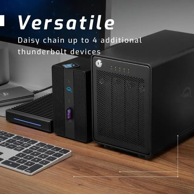 Alt view image 6 of 7 - OWC 32TB ThunderBay RAID 5 Four-Drive HDD External Storage Solution With Dual Thunderbolt 3 Ports. Featuring SoftRAID. RAID-5 Pre-Configured. Thunderbolt 3 Cable Included. Model OWCTB3SRT32.0S