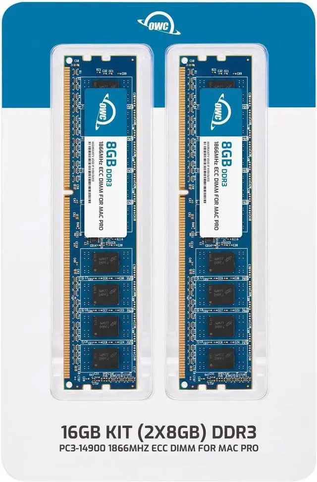Alt view image 5 of 10 - OWC 16GB ( 2x8GB ) PC3-14900 DDR3 ECC 1866MHz SDRAM DIMM 240 Pin Memory Upgrade kit For Mac Pro Late 2013 models . Model OWC1866D3E8M16