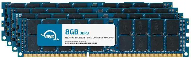 Alt view image 4 of 10 - OWC 32GB (4x 8GB) DDR3 PC-10600 1333MHz SDRAM ECC For Mac Pro 'Nehalem' and 'Westmere' Models. 'May Not be Mixed With other Modules'Model OWC1333D3X8M32K