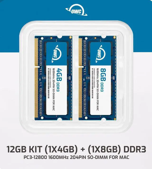Alt view image 9 of 14 - OWC 12GB ( 8+4GB ) PC3-12800 DDR3L 1600MHz SODIMM 204 Pin Memory Upgrade Kit for 2012 MacBook Pro 13" & 15" models . Model OWC1600DDR3S12S