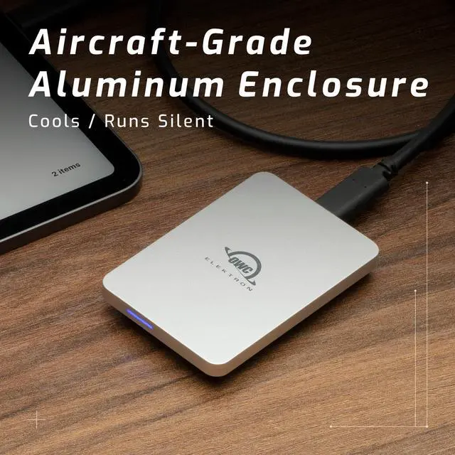 Alt view image 7 of 7 - OWC 480GB Envoy Pro Elektron USB 3.2 (10Gb/s) Bus-Powered Portable NVMe SSD  Compatible with Thunderbolt and USB Macs  PCs  and Devices Like iPad Pro/Chromebook  Includes USB-C Cable w/Type-A Adapter