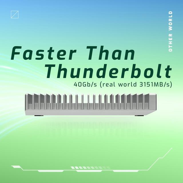 Alt view image 2 of 7 - OWC 1TB Express 1M2 Portable NVMe Thunderbolt (USB-C) SSD USB4 Ultra Fast External SSD Drive with Aluminum Heat Sink Enclosure
